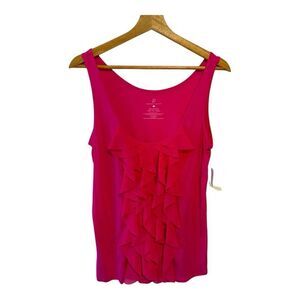 NWT New York & Co Pink Ruffled Tank Top Size Large